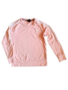 ADIDAS Women's Sweatshirt Peach Pink White Stripes SMALL